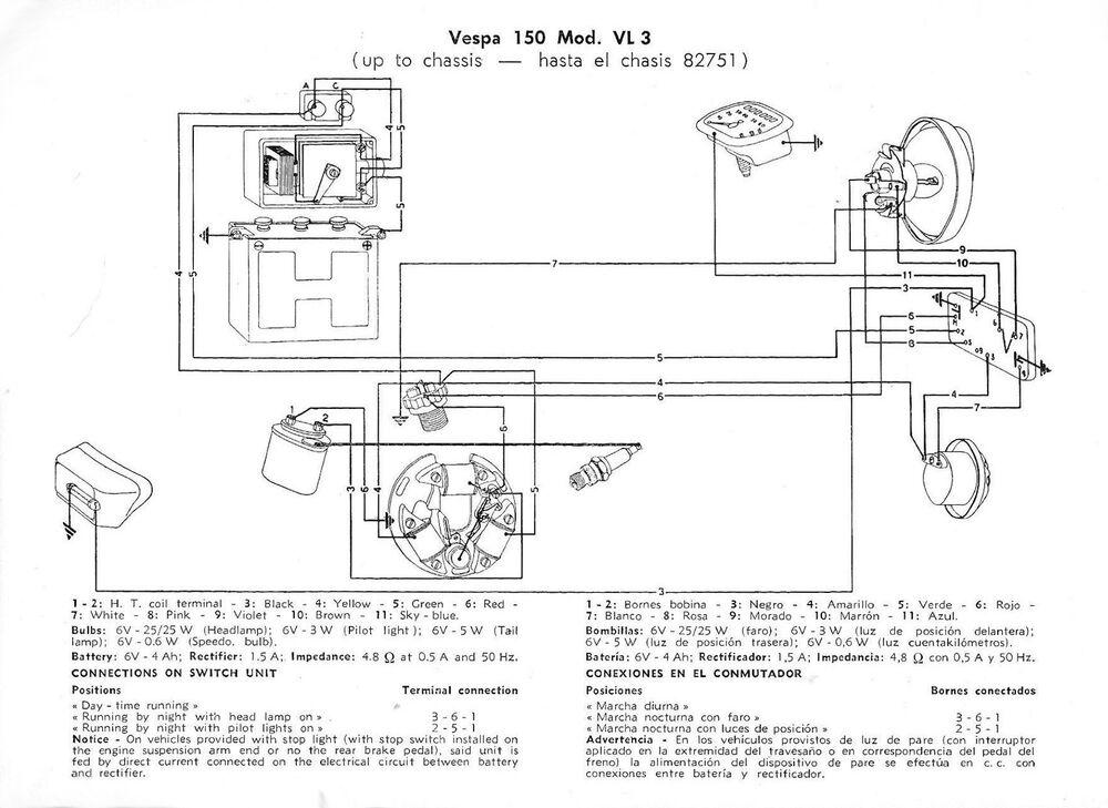 Modern Vespa : Wiring vl3t