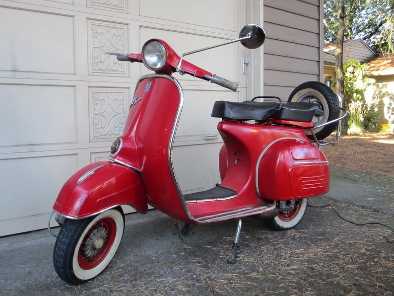 1969 Vespa 150 Super. Kind of rough looking (missing some trim bits) but starts easily and runs decently. It is an Oregon bike, not an asian import like many Supers you see. Had it since 2004. The engine was rebuilt by P-Town Scooters in Portland OR, and 