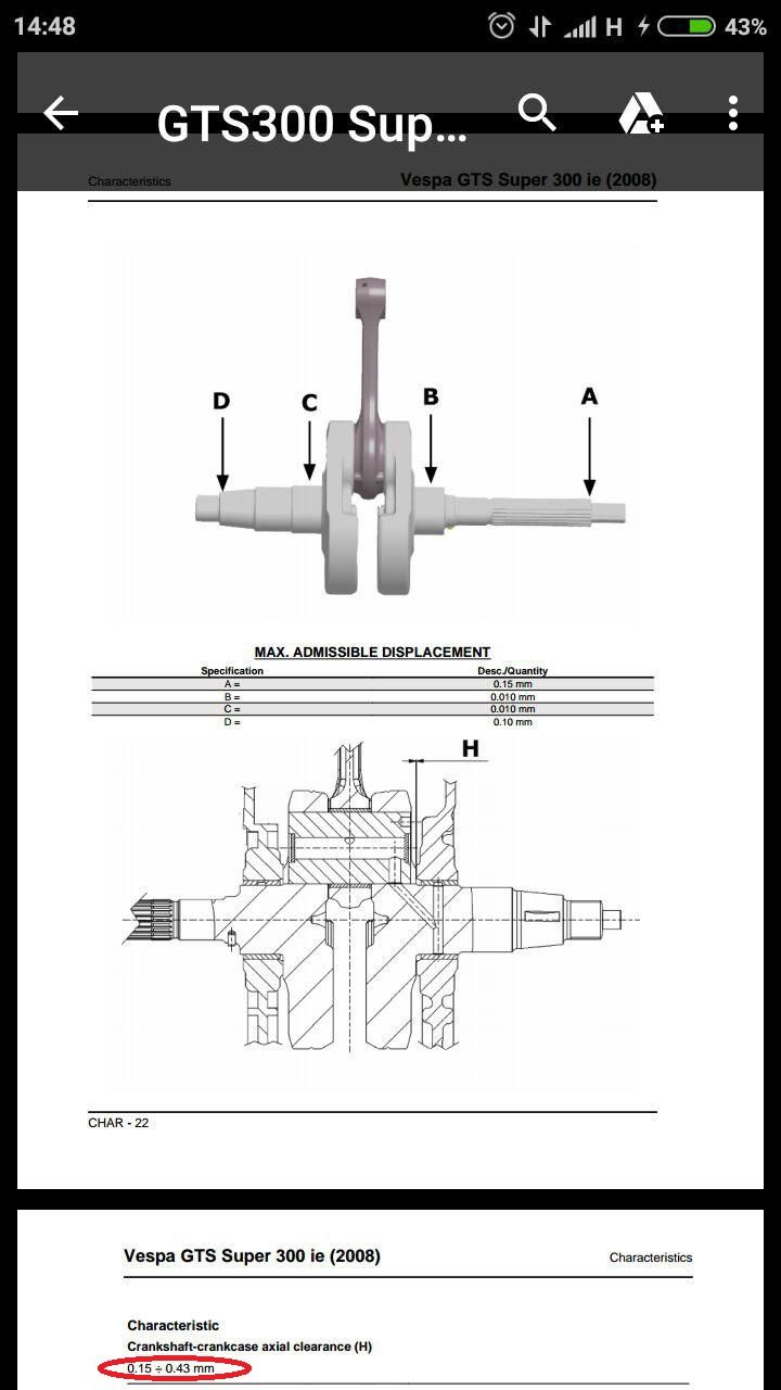 Modern Vespa vespa crankshaft/crankcase axial clearance
