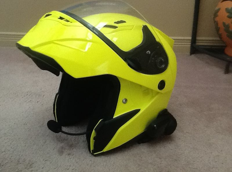 Flip up showing microphone