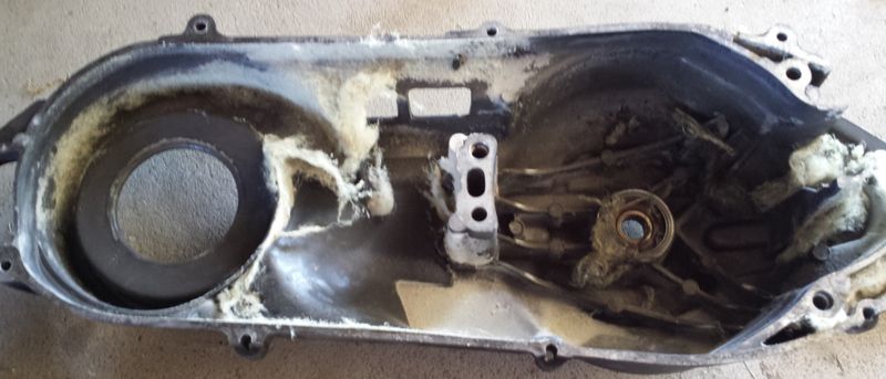 Inside of metal outer trans casing.