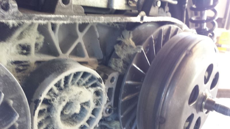 Idler pulley and partial belt in clutch