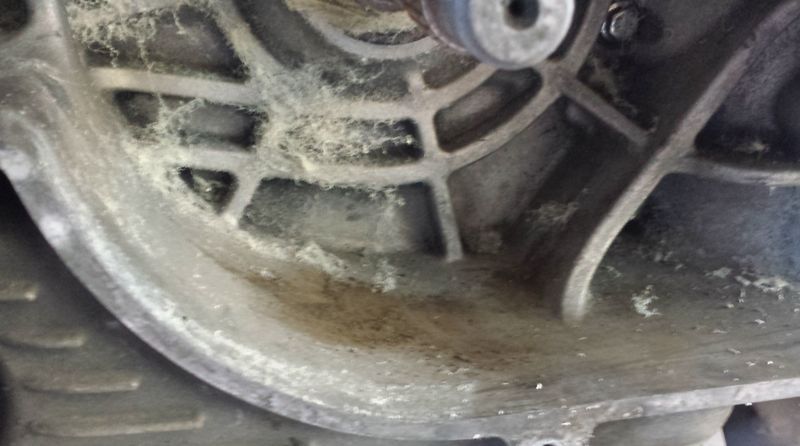 Front bottom under the variator after removal.