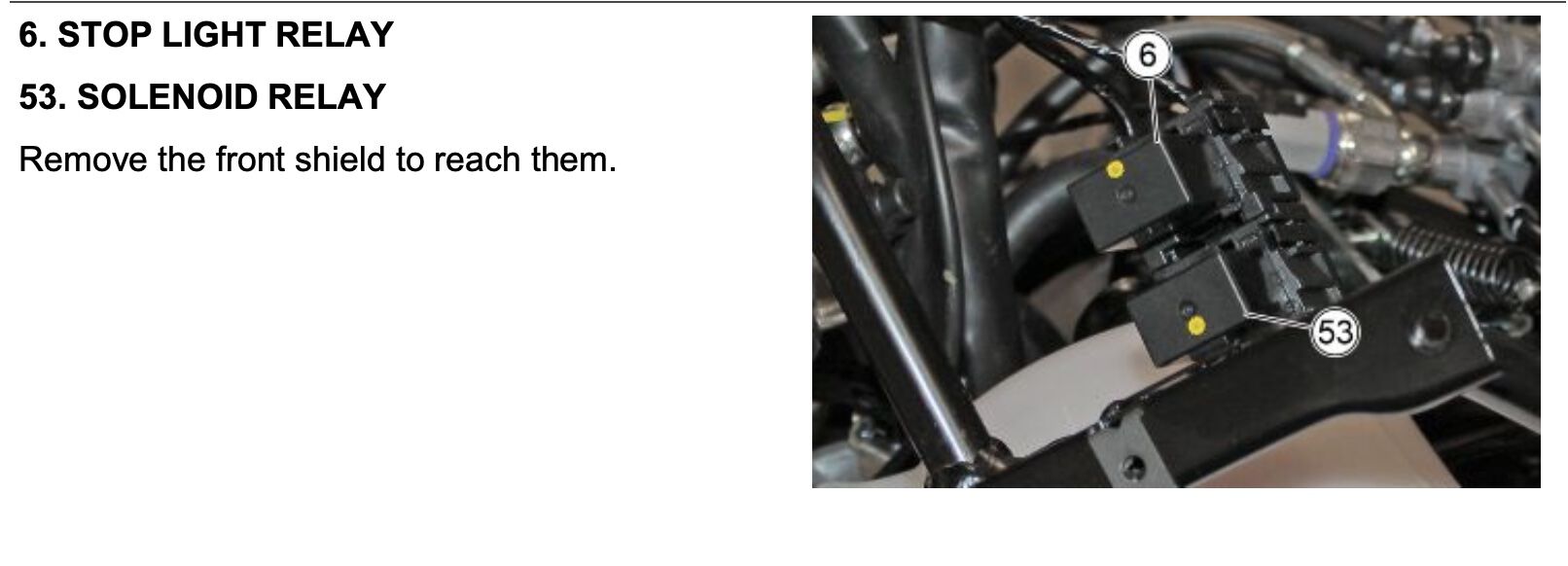 Position of relays in workshop manual