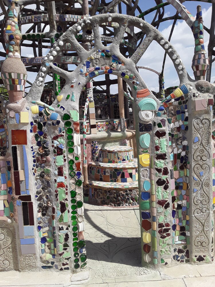 Decorated with found objects.