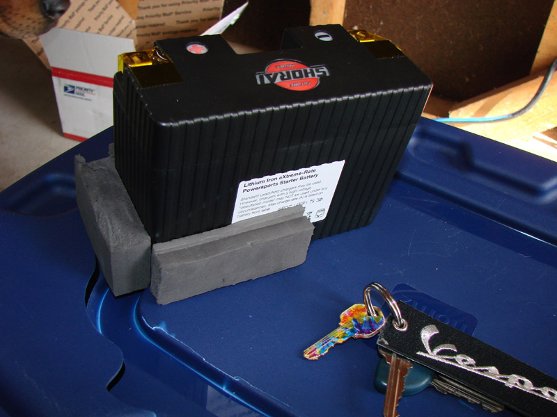 Modern Vespa Shorai Lithium Iron Battery in GTS