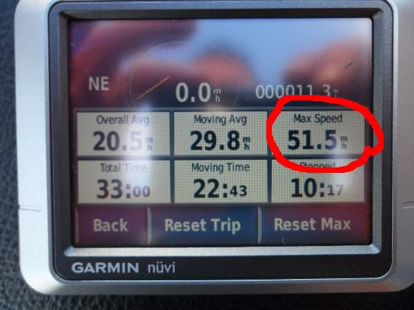 Best GPS speed yet!!! - registered 56-57mph on the speedo.