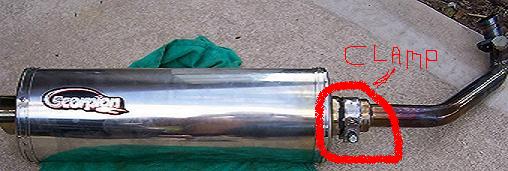 Scorpion pipe, note; the muffler needs to be attached to the pipe using the provided clamp.