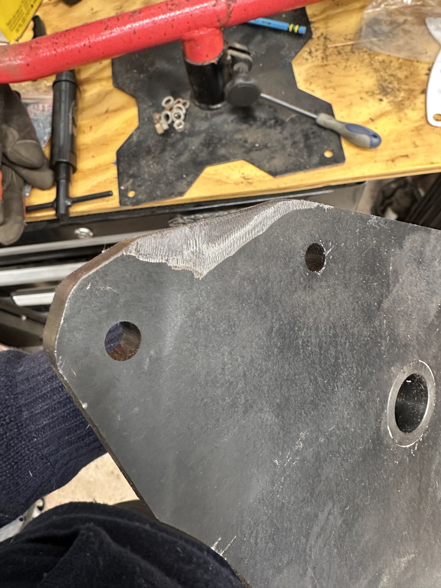 Grade one perfect repair that interferes with the casting rib at the bottom of the clutch opening.