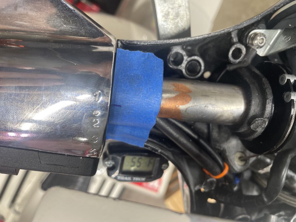 Shifter cables installed, and grip marked for neutral position.