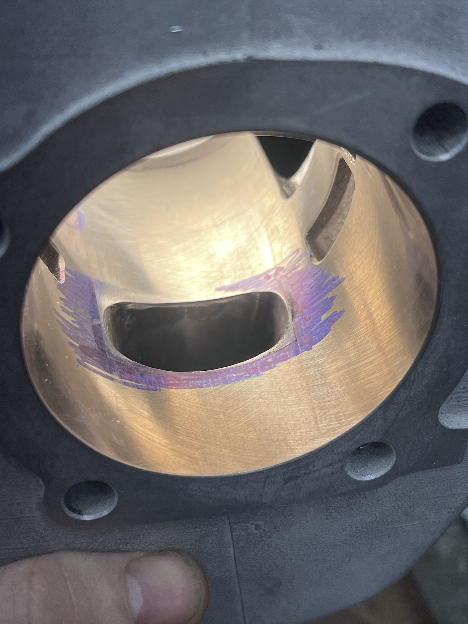 Cylinder exhaust port, widened and raised