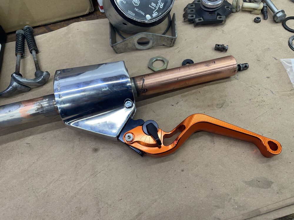 Mocked up. Fit perfectly into the shift lever housing. We all know orange is the fastest color.