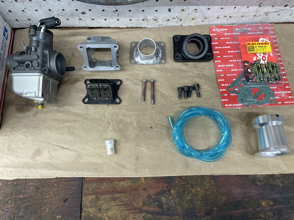 A view of most of the pieces of fuel puzzle. You can see clear view of the main reed manifold,