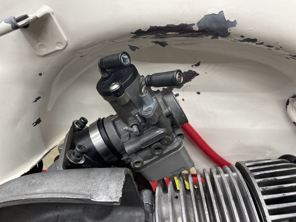 dry fit of fuel line with manifold and carb