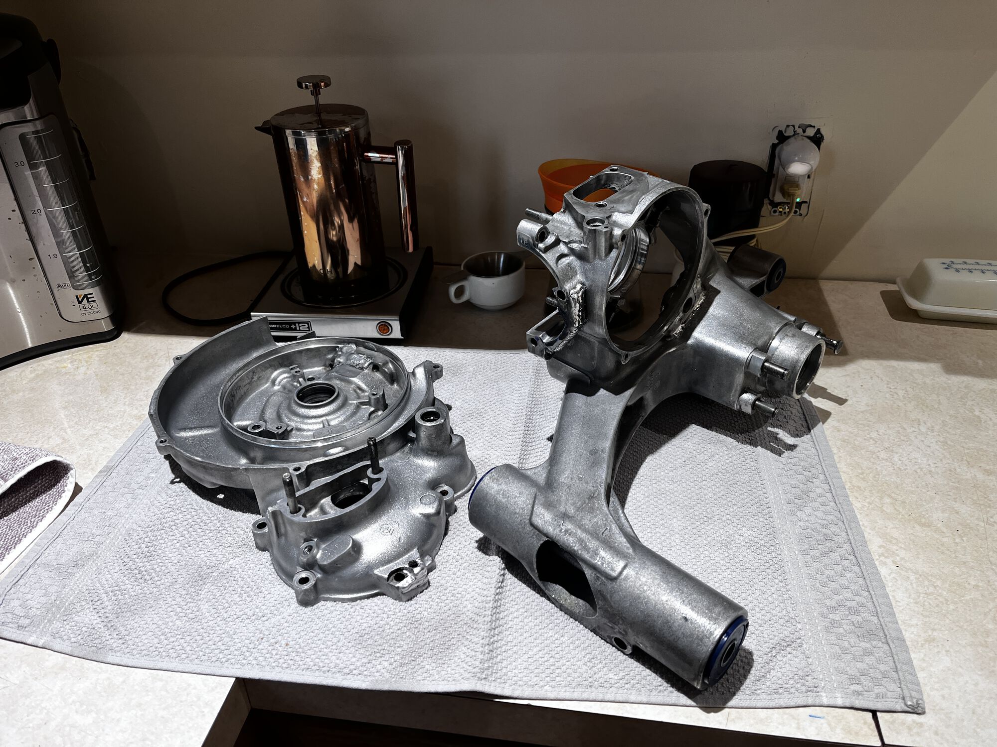 Cases cleaned in the kitchen with coffee
