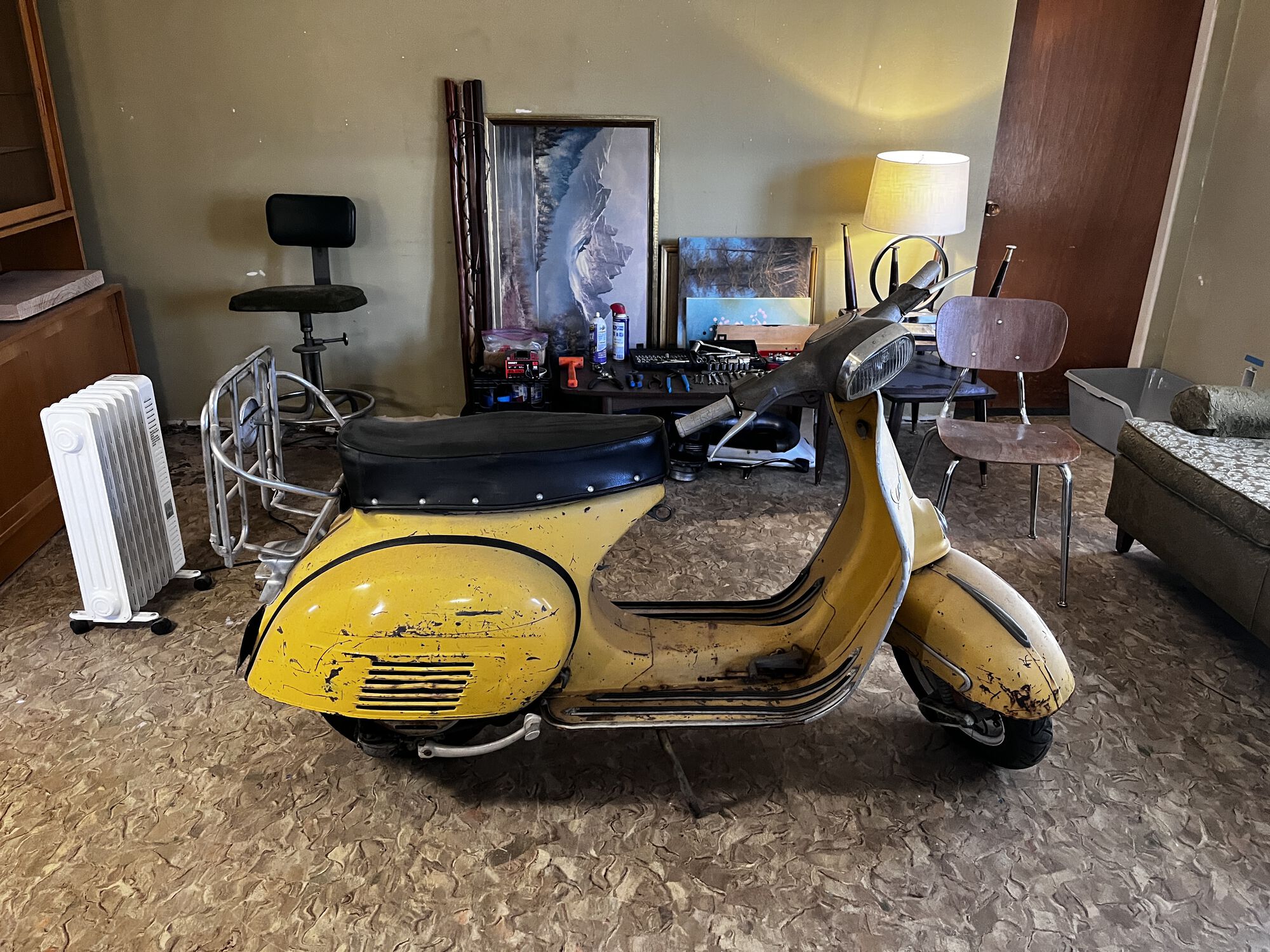 The Golden Yellow GL inside, where its warm and toasty