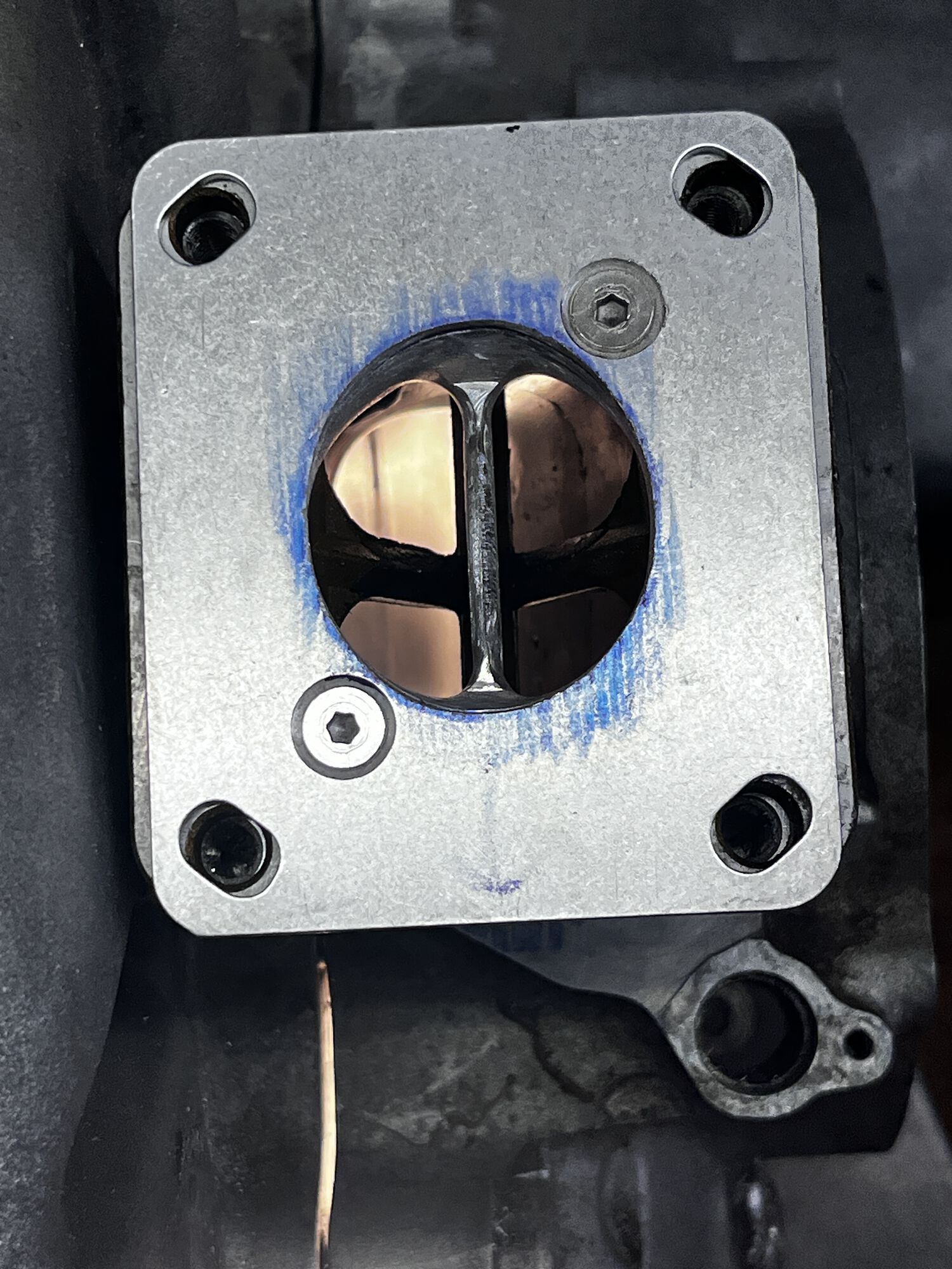 MRP reed stuffer, after matching the inlet side to the upper manifold