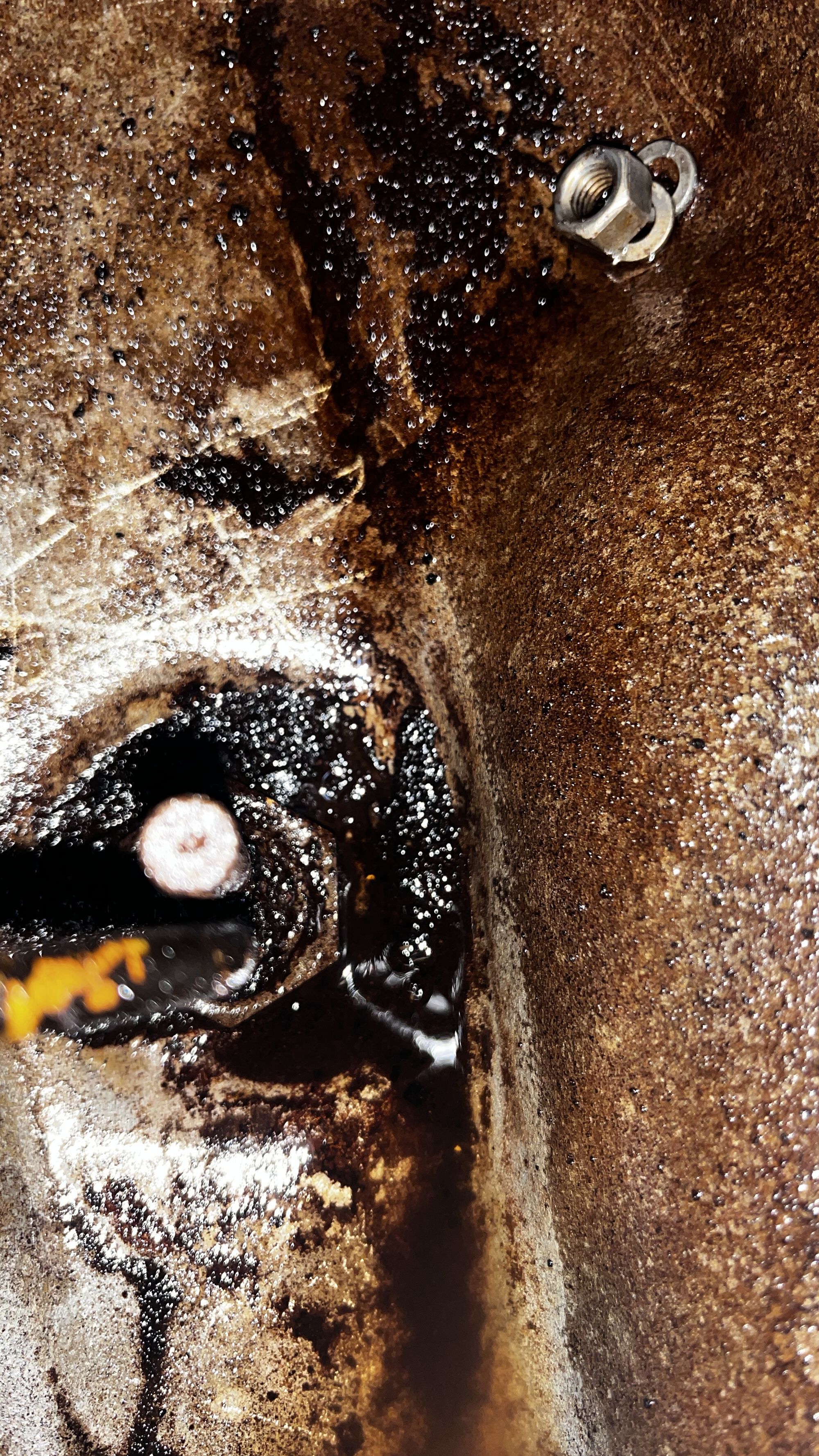 Fuel tank inside after draining and a bit of scrubbing.