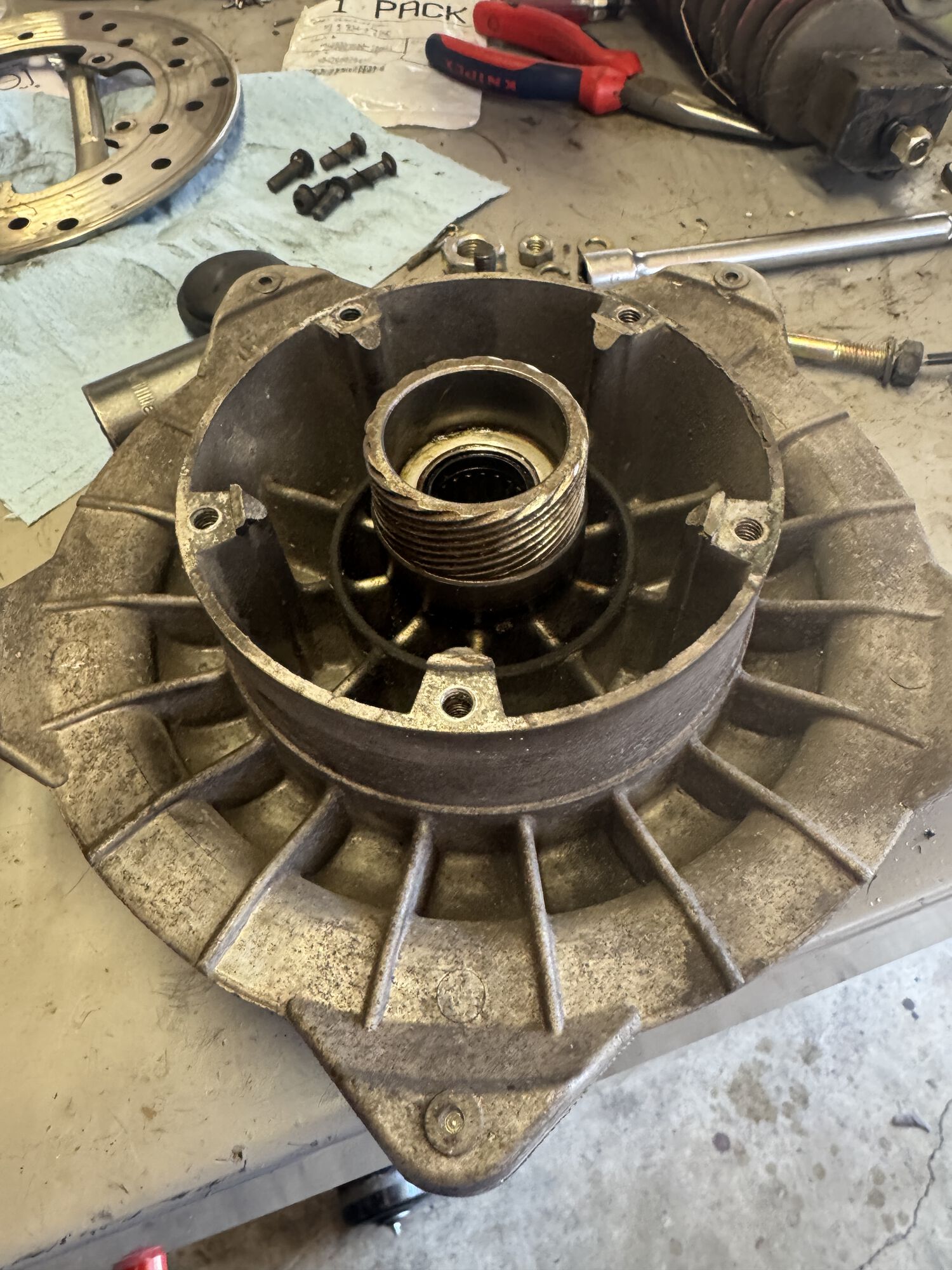 Standard LML front drum with the original standard disk in background.