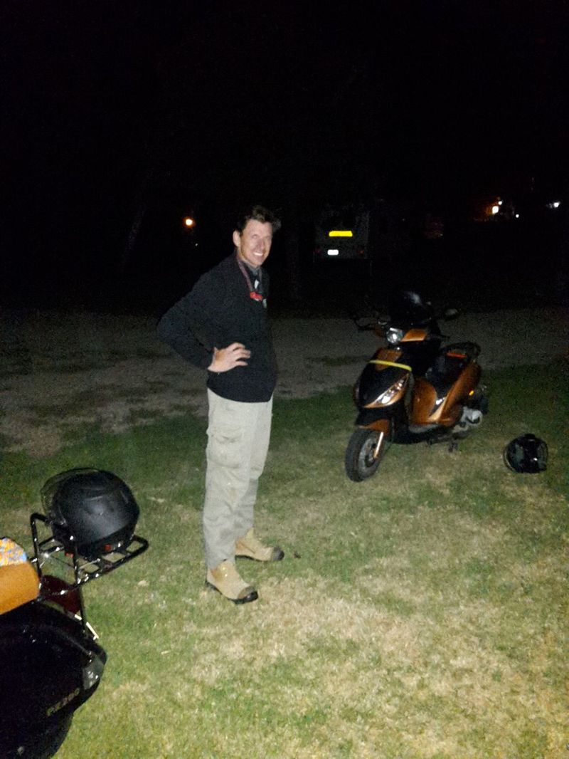 Here's the guy who rode 16 1/2 hours on a 100cc 4 stroke Zip he only got plates for the day before - SEB