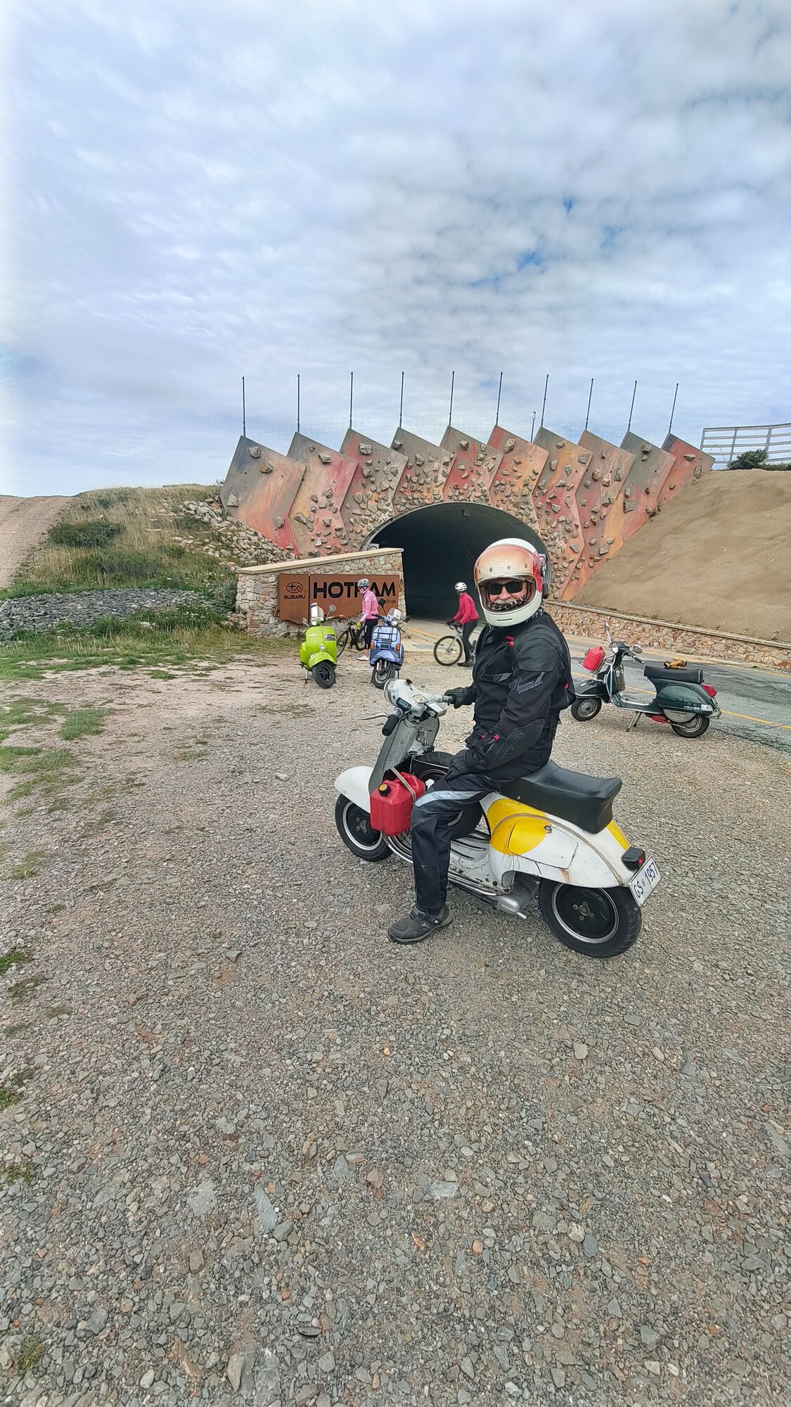 Mark and his GS150 ex-grass track racer at the top of Mt Hotham (1861m)