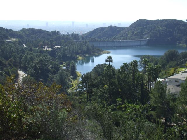 Lake Hollywood and downtown LA.