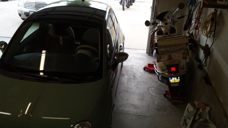 Plenty of room to get the car in and walk past it too.