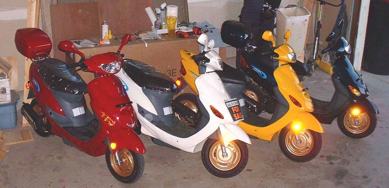 Cheap Chinese 49cc 2 stroke scooters.
