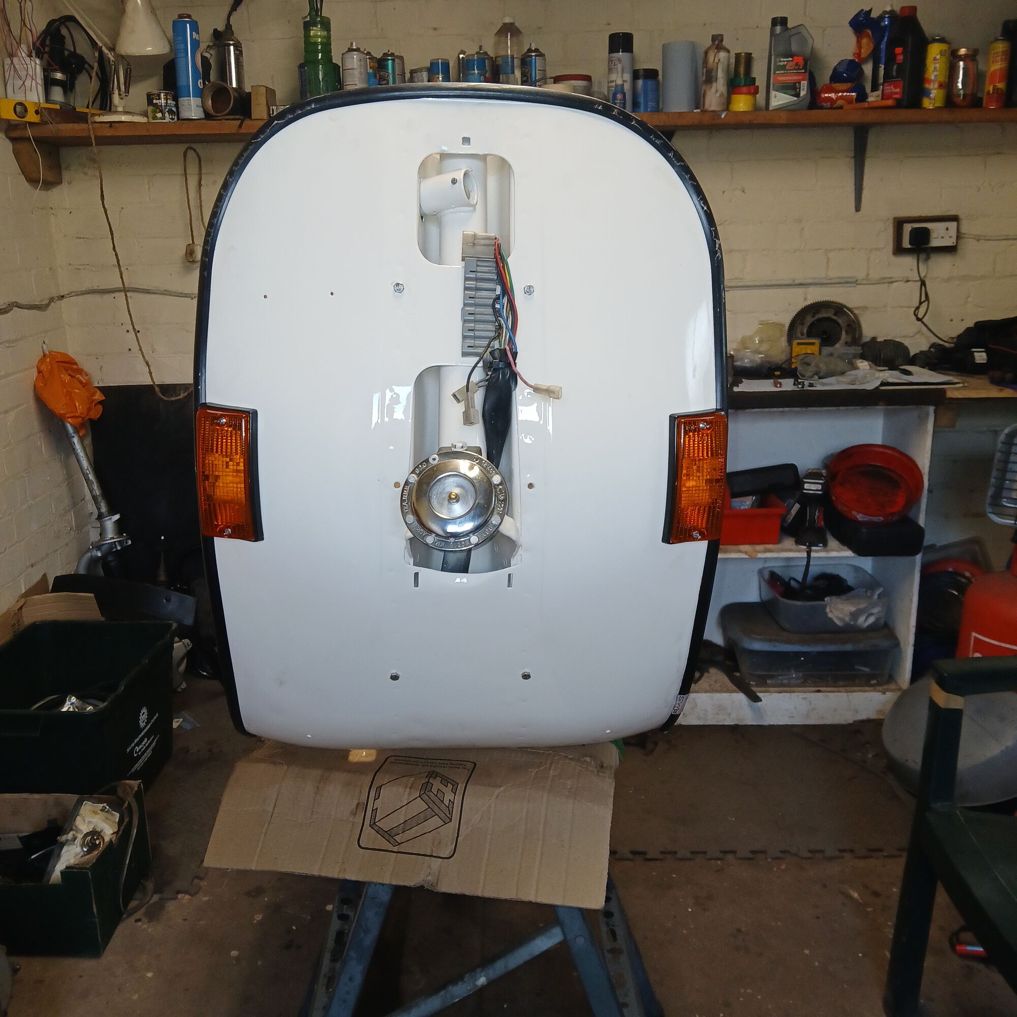 Front view with indicators fitted and legshield beeding