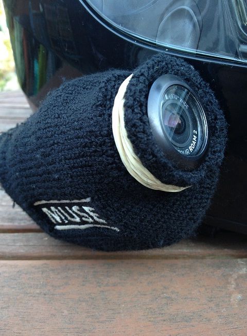 My ContourROAM 2 wrapped in a Muse sweatband to help with wind noise!