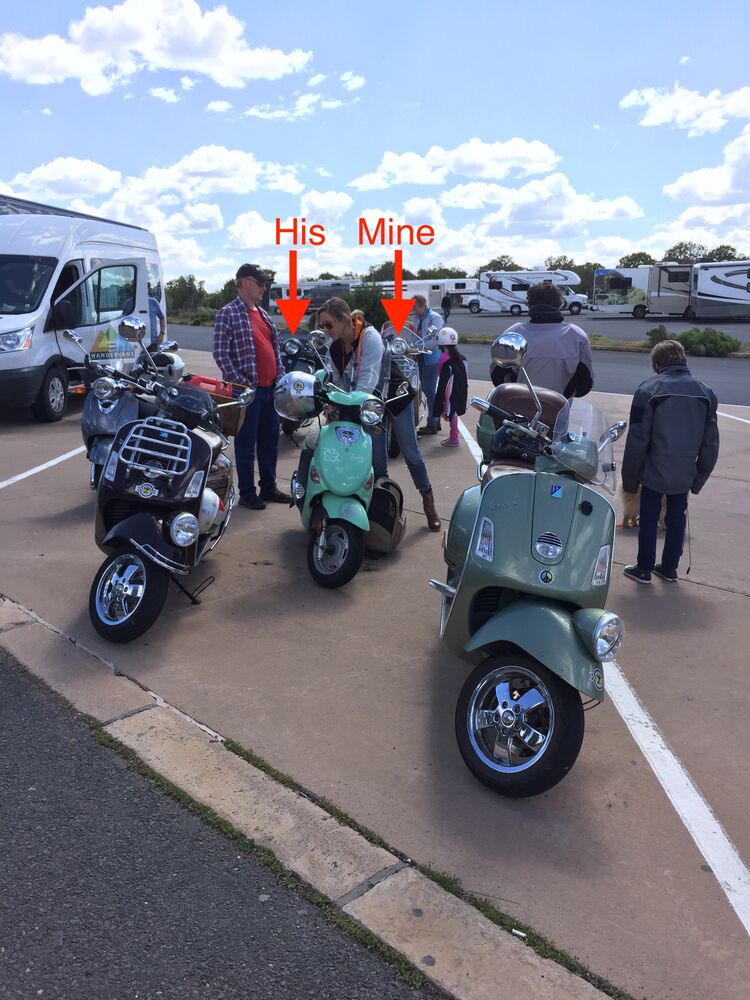 At the Grand Canyon, taken approximately one minute before the stand collapsed, denting my bike.