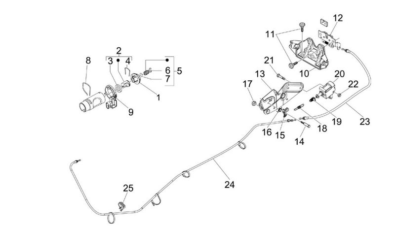 Vespa Elettrica left-side seat lock location and turning direction