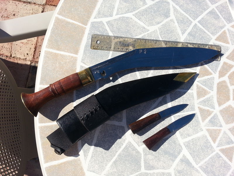 The Chainpuri with the tools made to go with it; a chakma to repair the damage any knife can suffer on occasion and a karda for when a smaller blade will suffice.