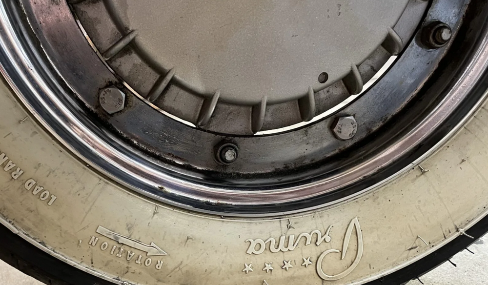 I think this is the biggest red flag. On these rims (already aftermarket), they removed the pressed studs and replaced them with bolts.

Saving, maybe $40 total?