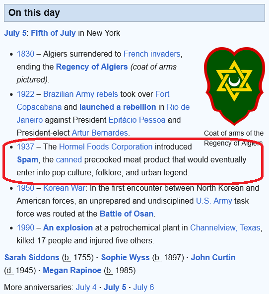 From Wikipedia July 5, 2025