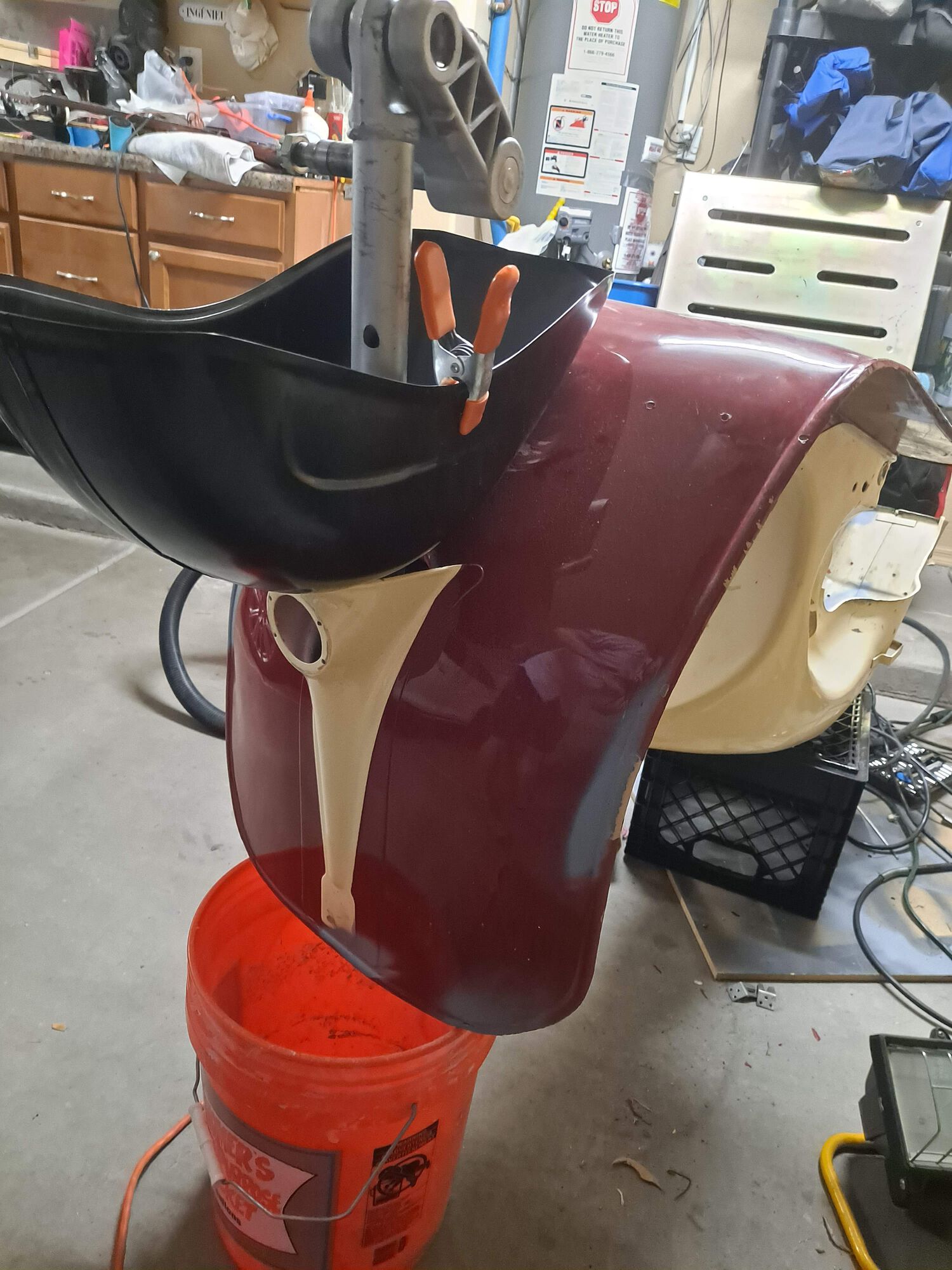 Trying a different fender.  This time an aftermarket Rally mudguard, but it's not what I wound up using in the end.  Still trying to figure that out in this photo, working on making the mounting work without rubbing against the body.