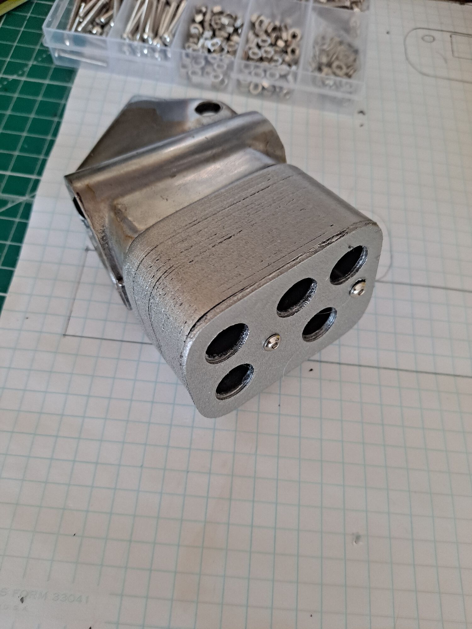 Prototype 2 is looking a little better but still rough.  I'll have push buttons for high beam, left/right turn, horn, and kill.  The high/left/right will be lighted so I have visual indication of what's on.