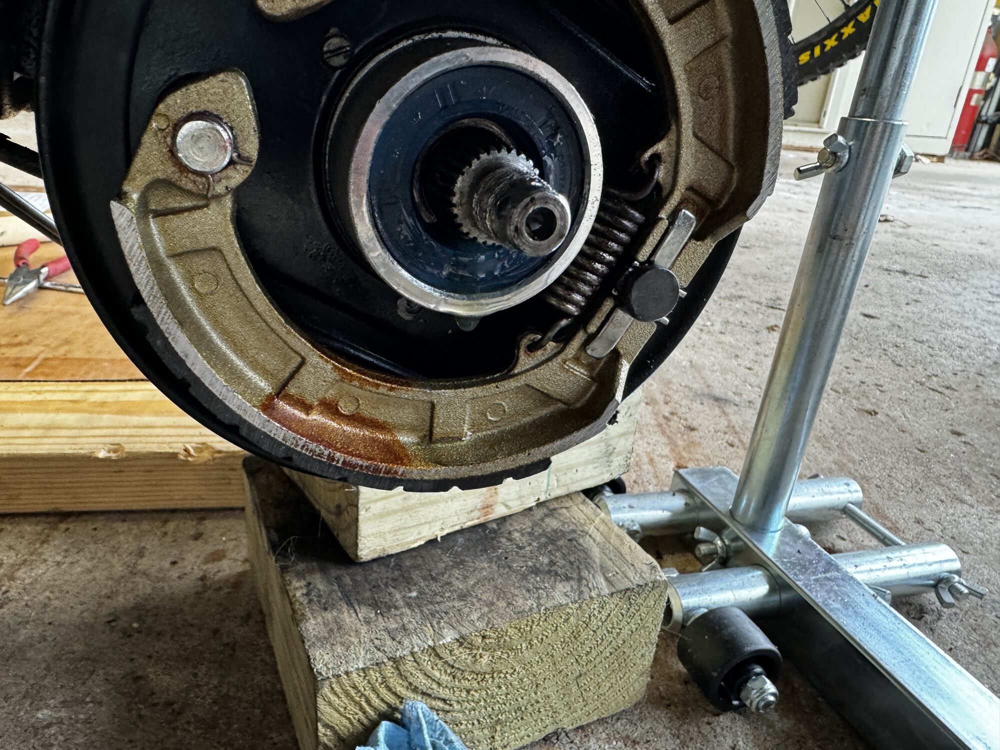 Looks like some old oil on the brake shoe