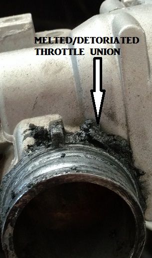 the melted rubber from the union. the union is a metal piece coated in rubber.