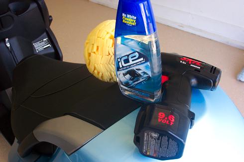 For wax, I use a large Mother's powerball and ICE clear wax(no white residue!).