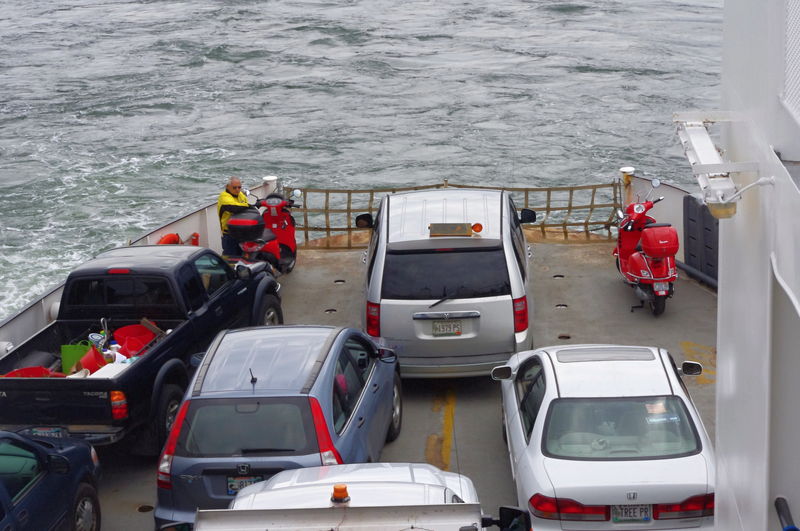 Scooters go to the head of the line on the ferry!