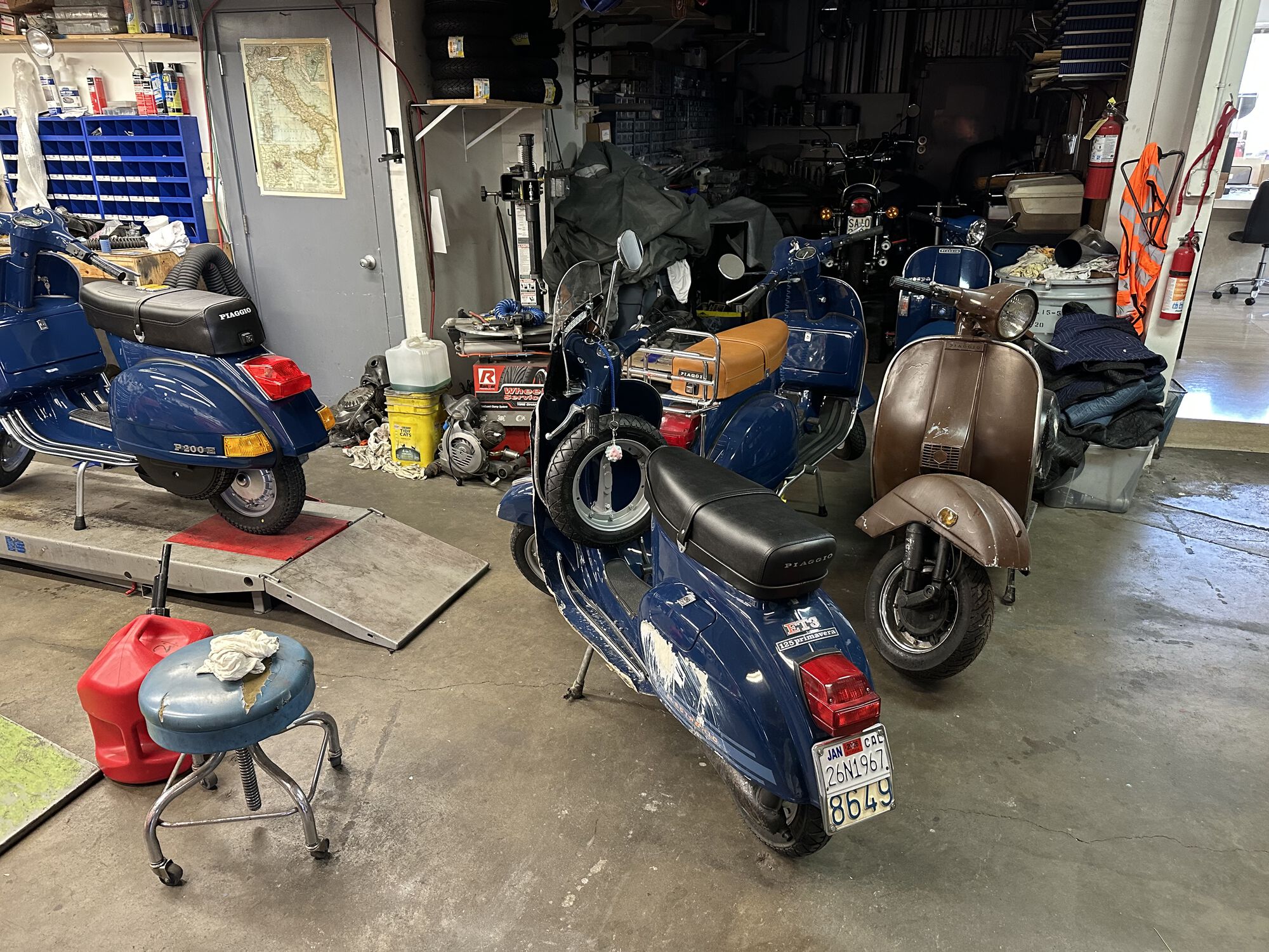 Blue is a very popular color for Vespas in SF!