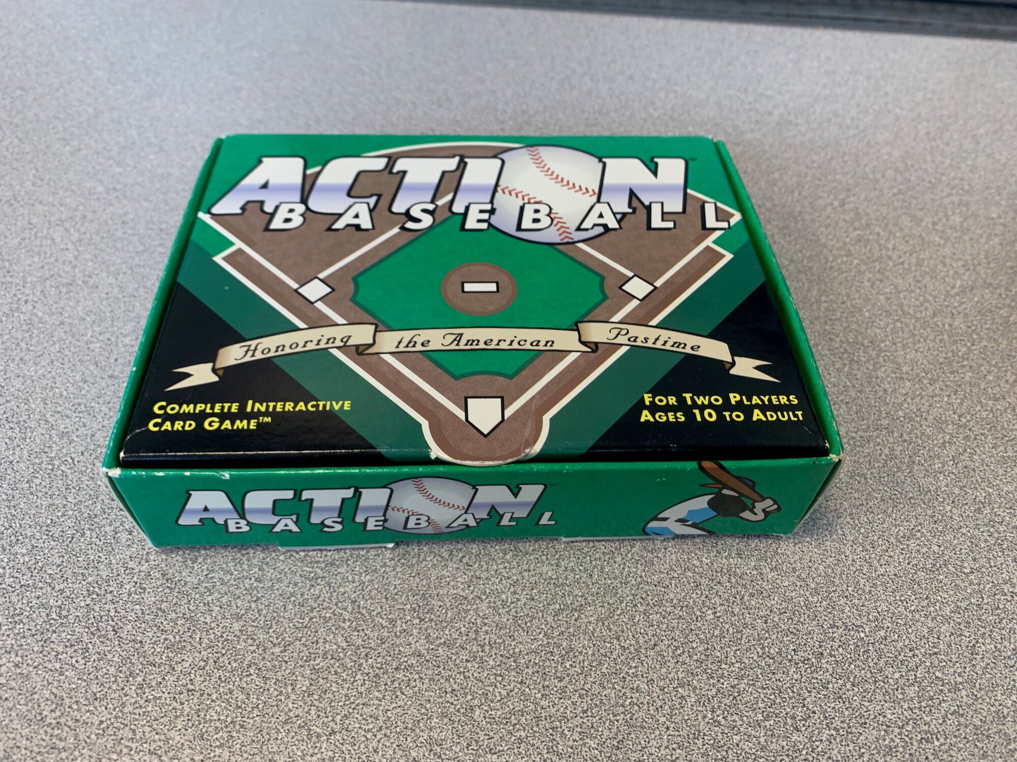 The original box my brother designed for my dad's game. Made of folded heavy cardstock.