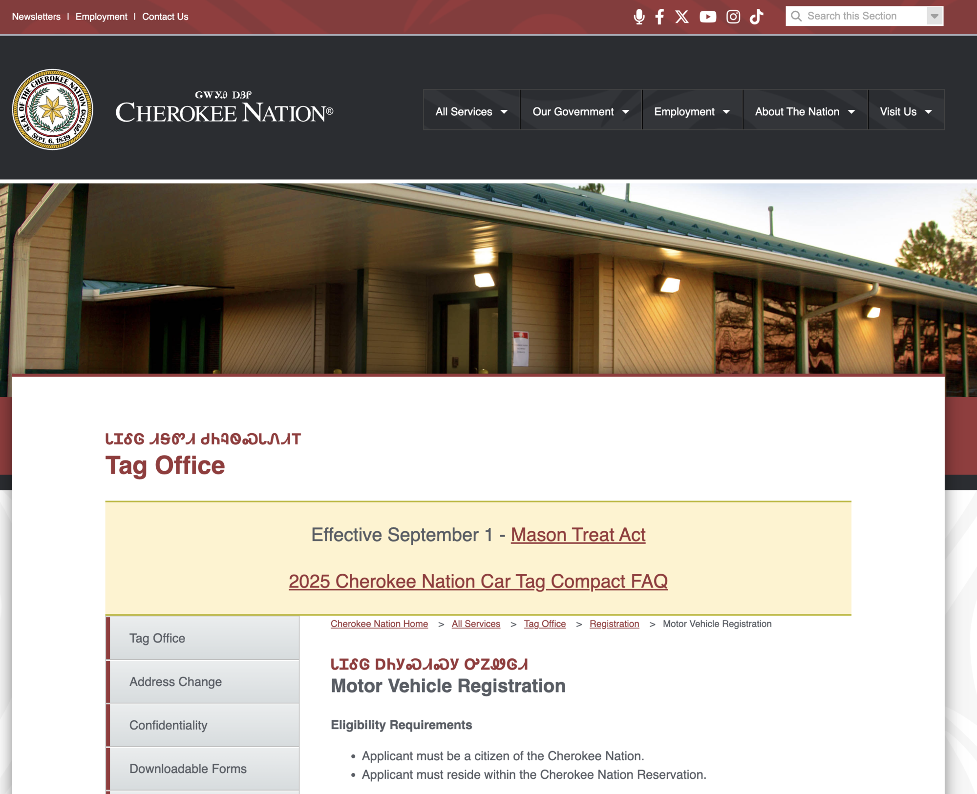 Cherokee Nation Tag Requirements