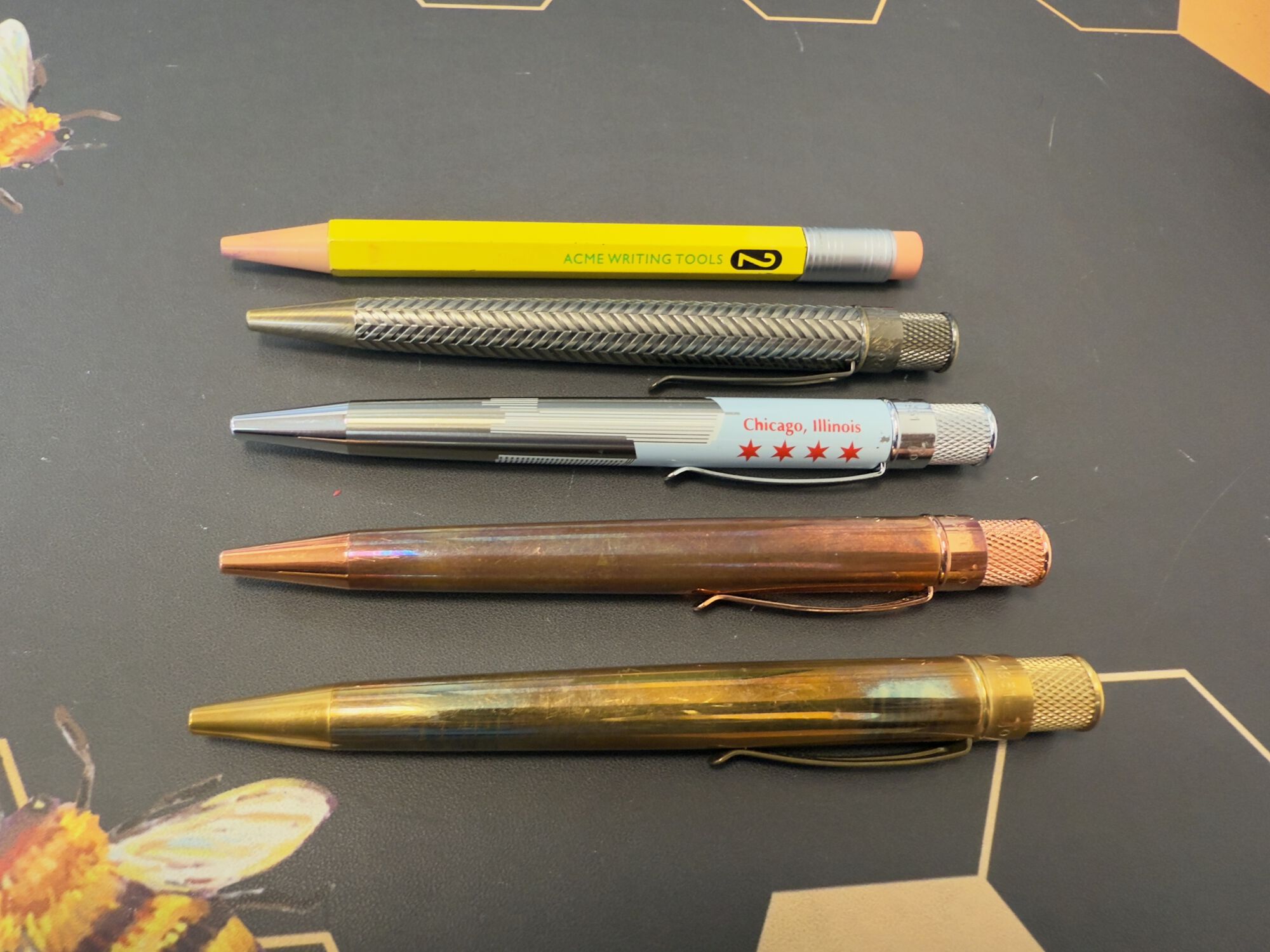 ACME No. 2, Retro 51 Roosevelt, Retro 51 Chicago, Retro 51 Raw Copper, Retro 51 Raw Brass.