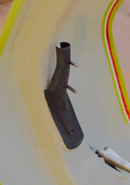 I used allen head bolts to attach it.  The bottom one should be flatter so it doesn't dig into tire later. Unfortunately I cut the studs too tight, which made installing the tire a bit of a pain.