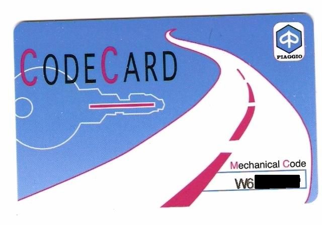 Key Code Card Car Modern Vespa : Vespa S 150 key question