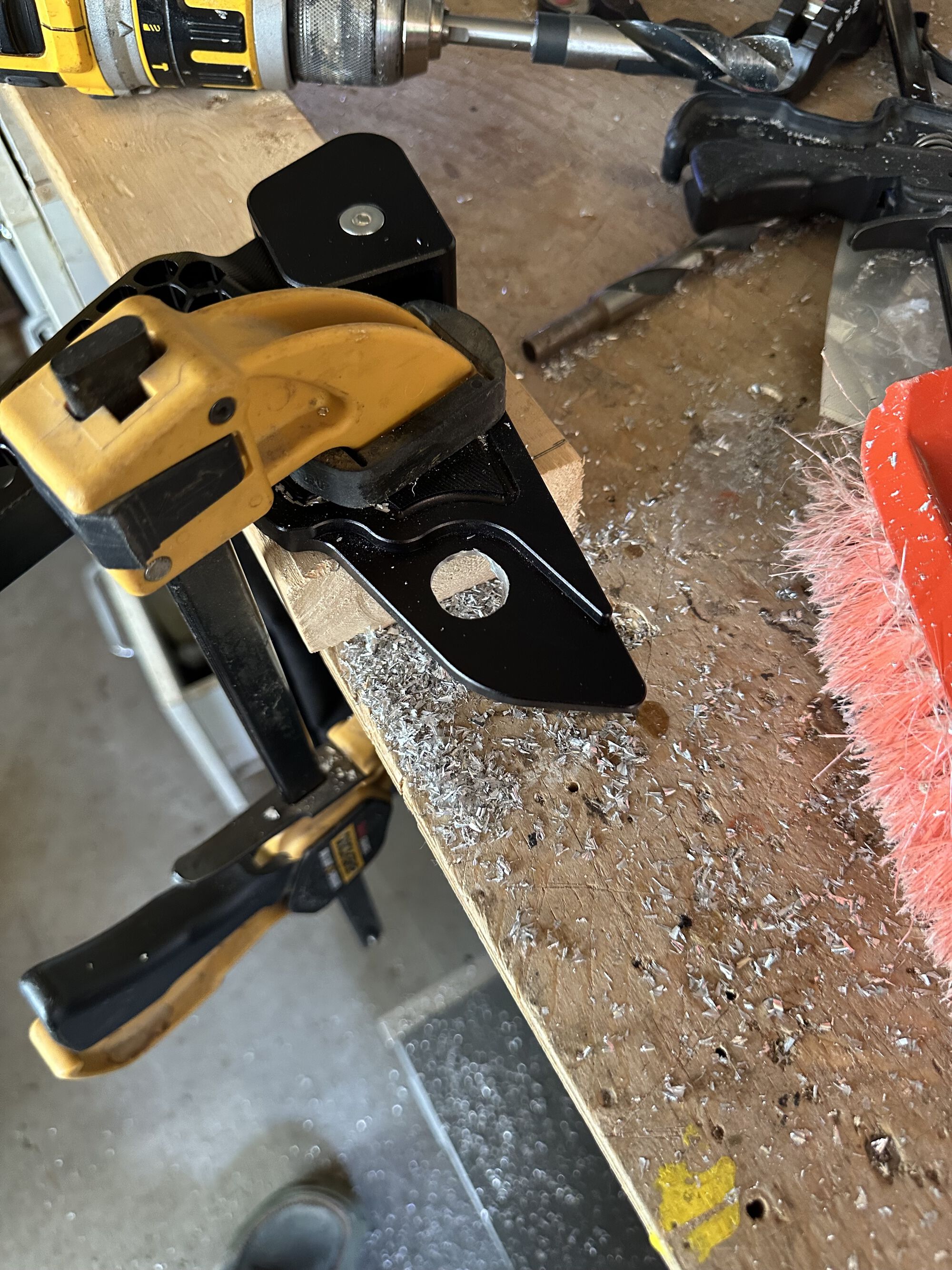 Enlarging the hole for the crash bar with a steel 3/4 drill bit