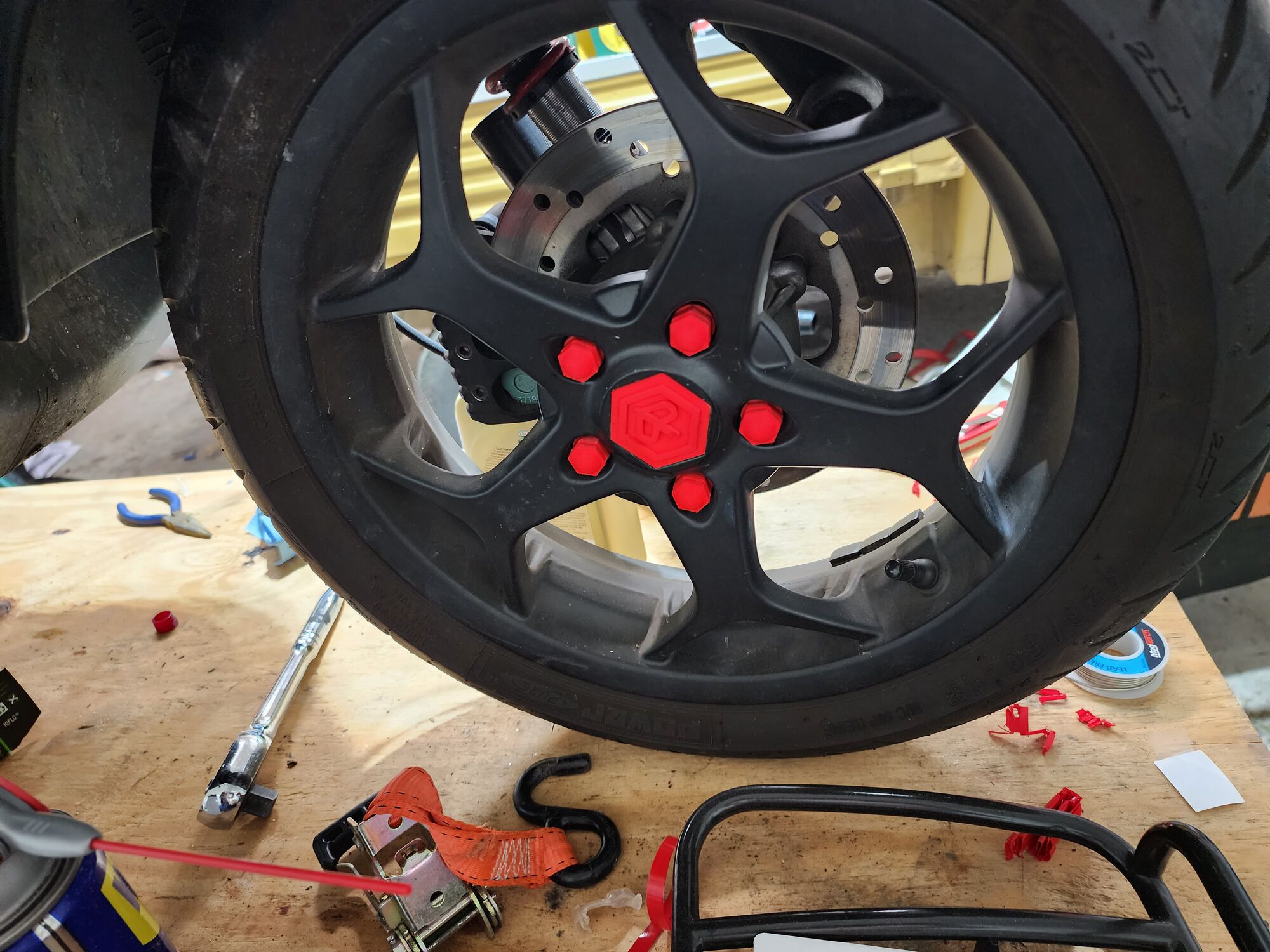 First was adding these 3d printed lug nut covers, and center cap cover for the MP3 wheels I have on my GTS.  I saved a ton of money buying the wheels locally from a dealer as replacements, but got no center caps.  Luckily I found this online.