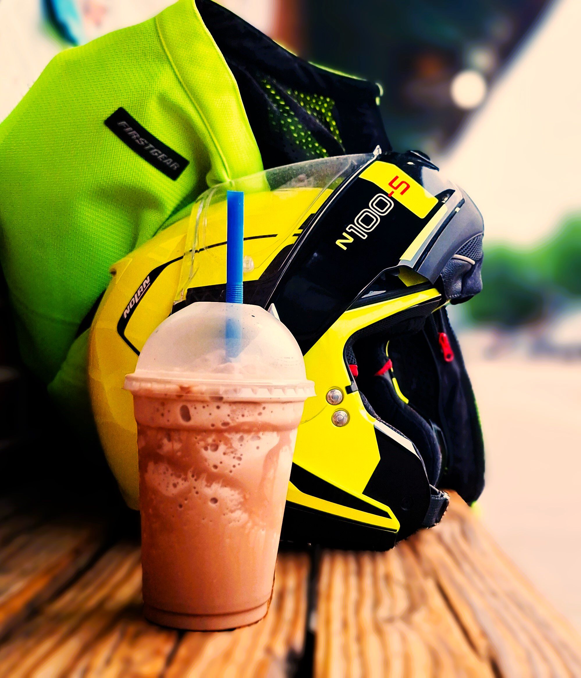 Friggin' humid this morning so - eschewed the "large w/cream" and asked Dino for "something cold, blended, chocolate with 3 shots?" This was amazing!